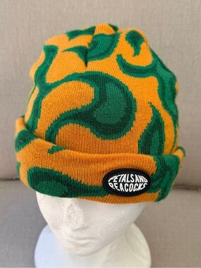 Petals and Peacocks Knit Beanie Swirl Print Streetwear Hat